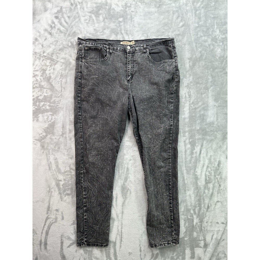 Y2K Judy Blue Electric Black Denim Stretch Mid Skinny Womens Jeans Plus Size 3XL